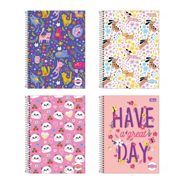 CADERNO 1 MATÉRIA ESPIRAL TILIBRA PEPPER FEMININO