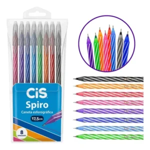 CANETA CIS SPIRO C/ 8 CORES
