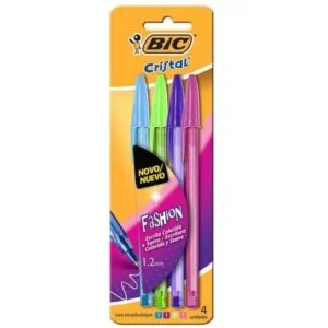 CANETA BIC CRISTAL FASHION C/4