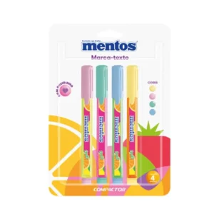 MARCA TEXTO COMPACTOR MENTOS C/ 4 CORES