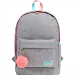 MOCHILA DE COSTAS TILIBRA ACADÉMIE DOTS CINZA COM FRASE