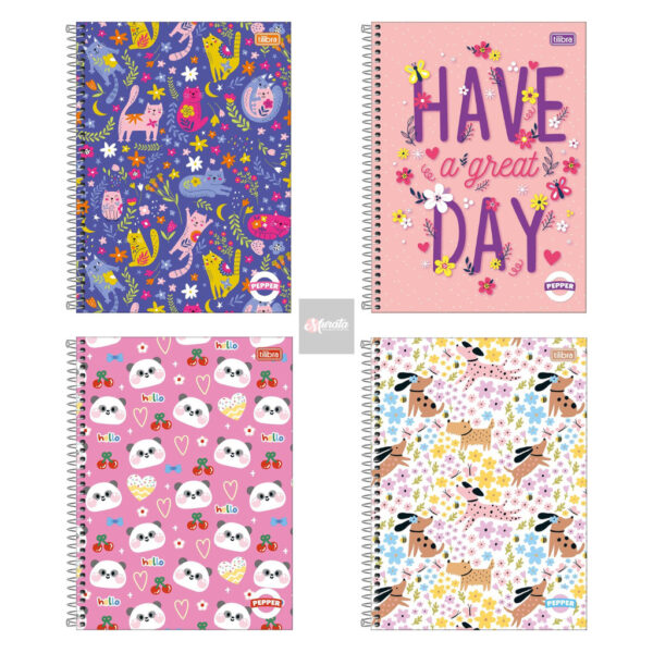 CADERNO 10 MATÉRIAS ESPIRAL TILIBRA PEPPER FEMININO