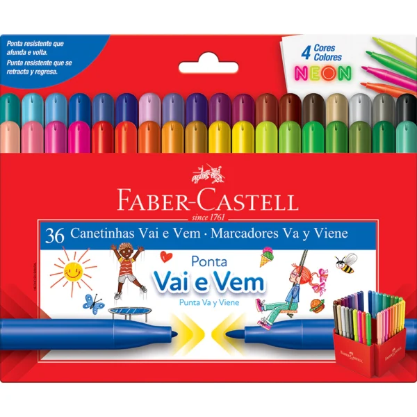 CANETINHA HISDROGRÁFICA 36 CORES, VAI E VEM, FABER CASTELL